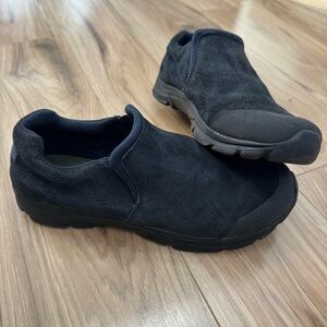 Lands End Youth Big Kid Size 7 Navy All Weather Slip On Suede Moccasins Comfy